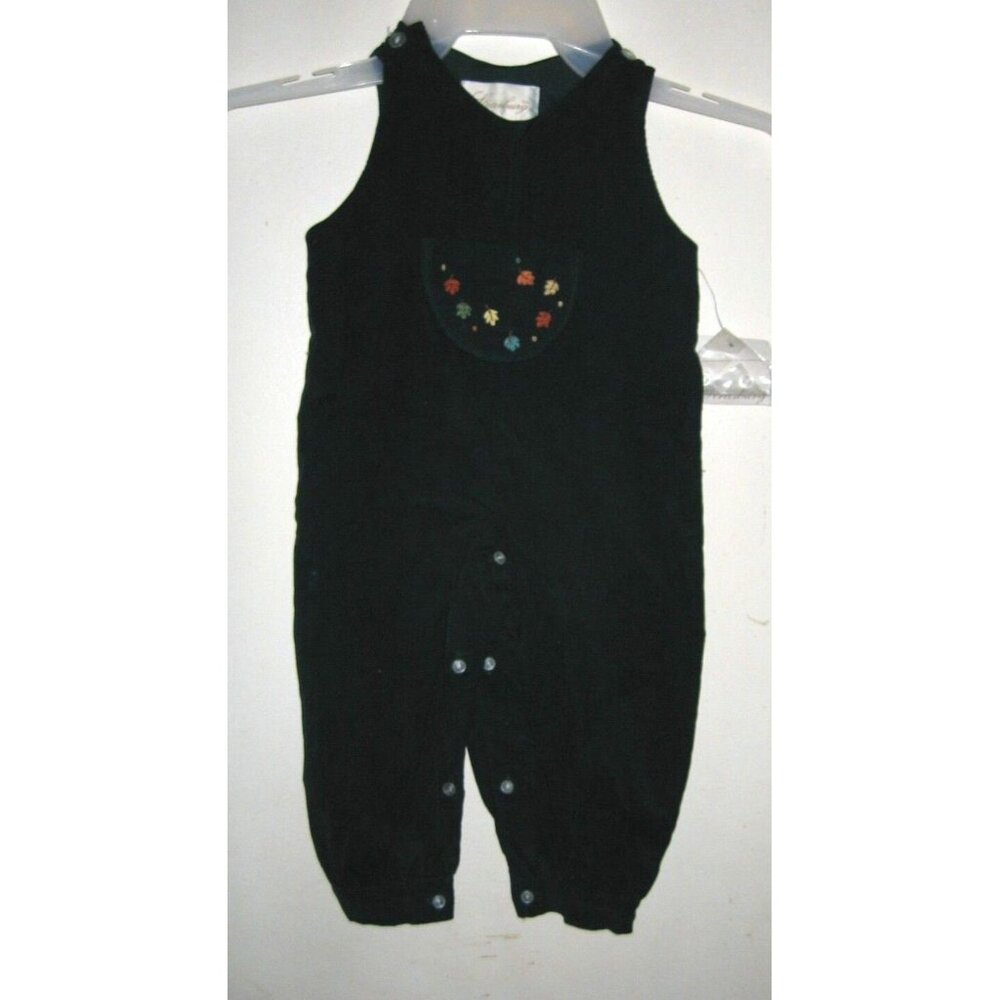 Strasburg Green Corduroy Fall Leaves Pocket Romper 3 Mos NEW Heirloom Collection